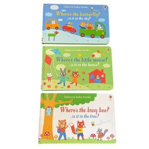 Usborne Baby Books Where's The Series Includes: Butterfly Little Mouse Busy Bee